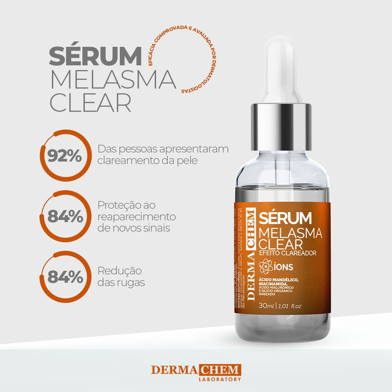 Kit 3 Skincare  (Sérum Melasma Clear + Sabonete Facial Vitamina C + Gel Anti-Idade Vitamina C)