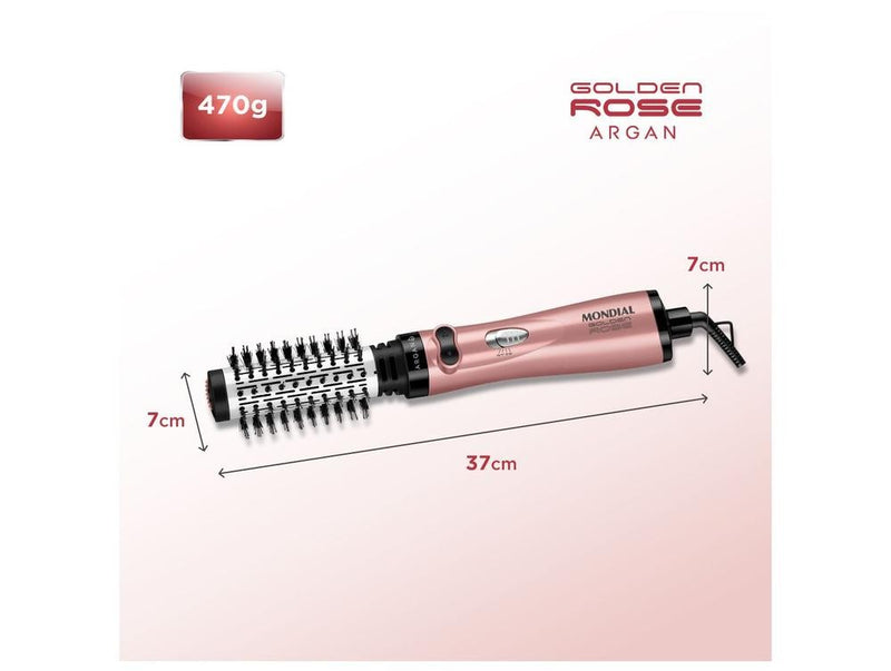 Escova Rotativa Mondial Golden Rose ER-12-GR 1000W Cerâmica com Argan - 110V