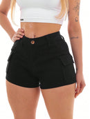 Urban Chic – Shorts Sarja Cargo Feminino Black Trend
