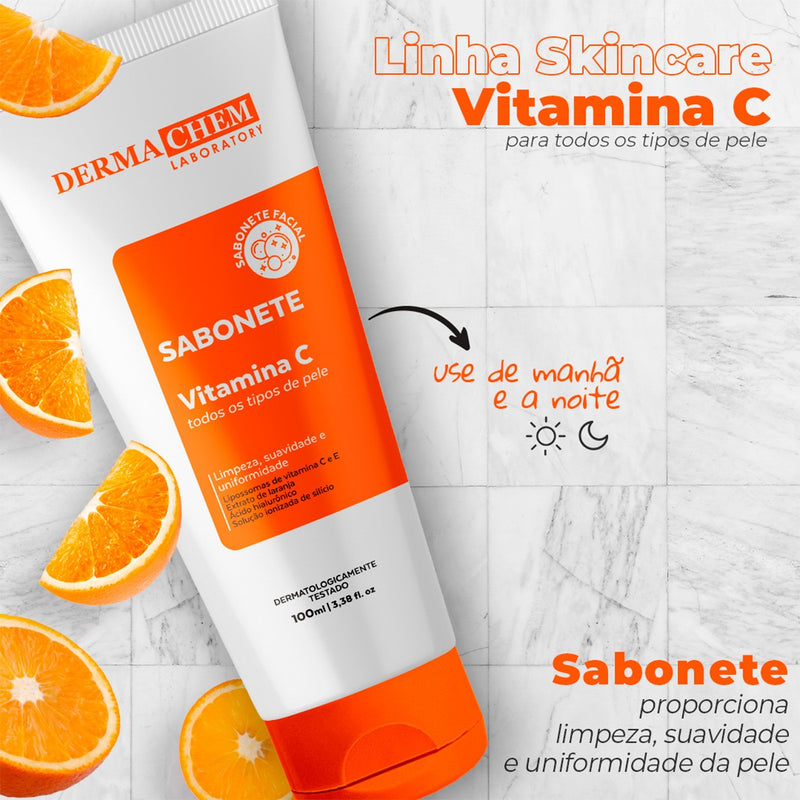 Kit 3 Skincare  (Sérum Melasma Clear + Sabonete Facial Vitamina C + Gel Anti-Idade Vitamina C)