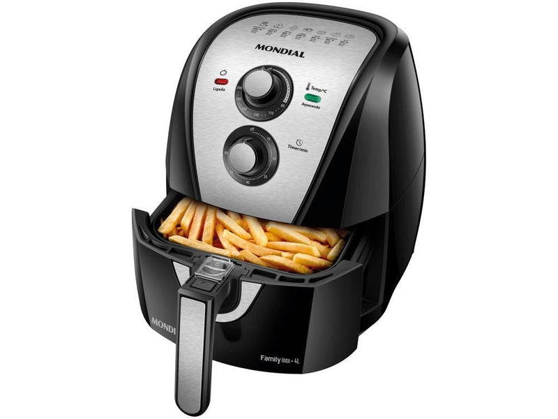 Fritadeira Elétrica sem Óleo/Air Fryer Mondial Family AFN-40-BI Preto 4L com Tim
